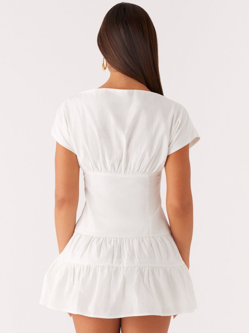 Ember Haze Boat Neck Mini Dress - Off White - Picture 2 of 8